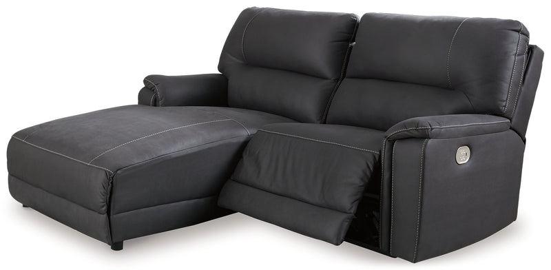 Henefer Midnight Microfiber 2-Piece Power Reclining Sectional With Chaise