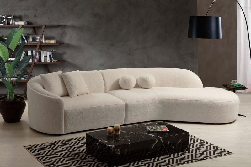 Ava Ivory Boucle Curved 134" RAF Sectional