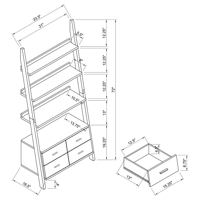 Colella 3 Piece Storage Ladder Bookcase Set Cappuccino