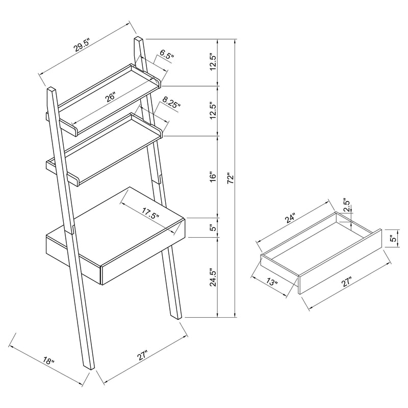 COLELLA COLLECTION Colella 3-piece 1-drawer Ladder Desk Set Cappuccino 801373-S3