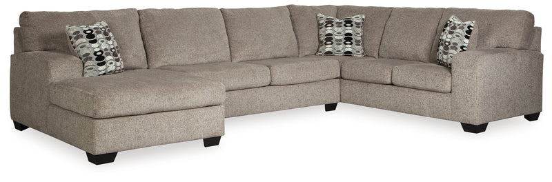 Ballinasloe Platinum Chenille 3-Piece Sectional With Chaise 80702S1