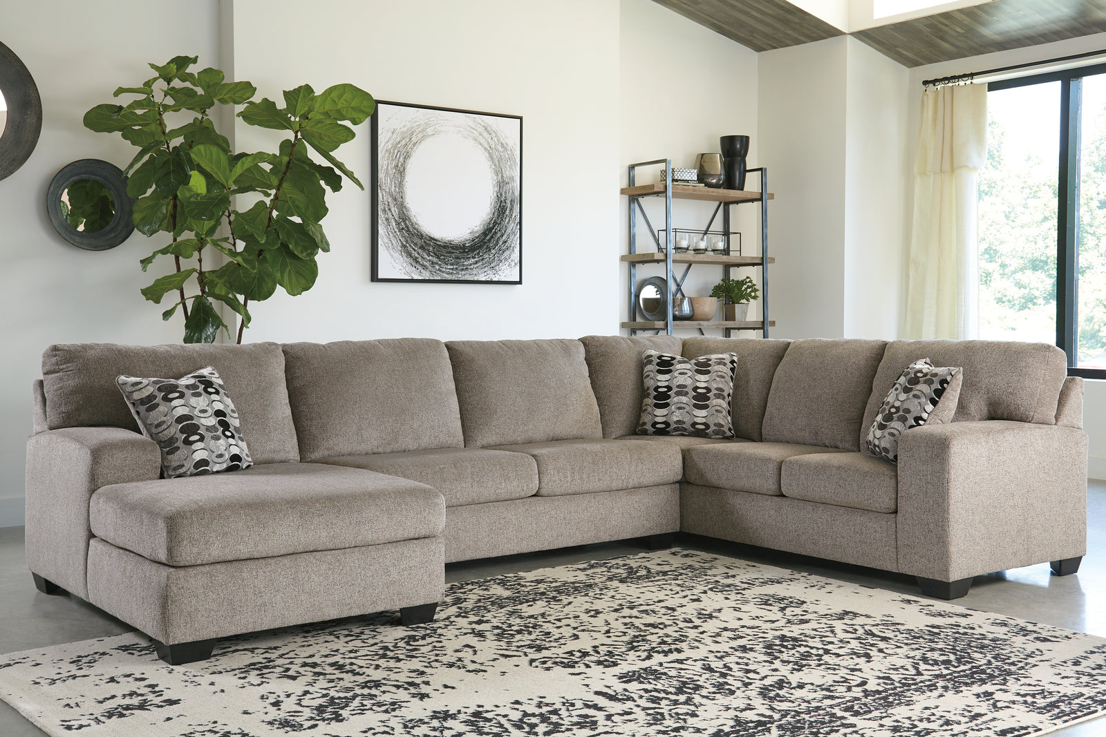 Ballinasloe Platinum Chenille 3-Piece Sectional With Chaise 80702S1