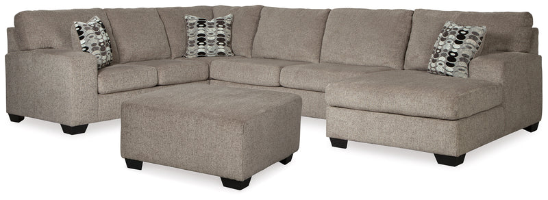 Ballinasloe Platinum 3-Piece Sectional With Ottoman