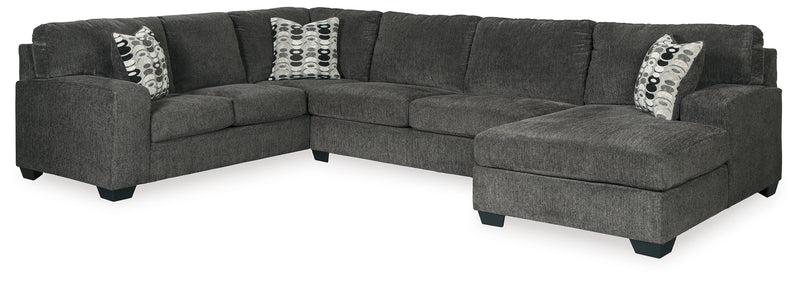 Ballinasloe Smoke Chenille 3-Piece Sectional With Chaise