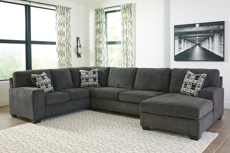 Ballinasloe Smoke Chenille 3-Piece Sectional With Chaise