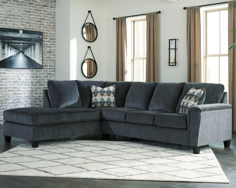 Abinger Smoke Chenille 2-Piece Sectional With Chaise