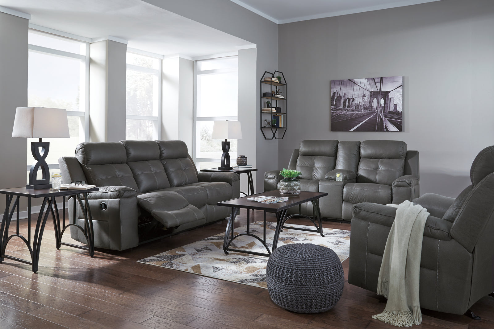 Jesolo Dark Gray Sofa Loveseat And Recliner