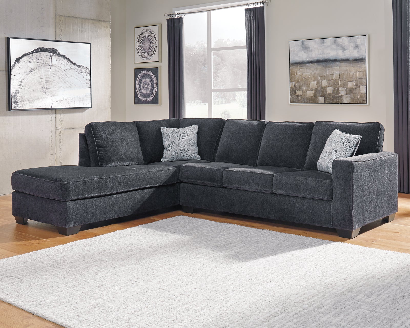 Altari Slate Chenille 2-Piece Sectional With Chaise