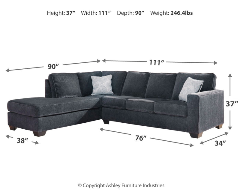 Altari Slate Chenille 2-Piece Sectional With Chaise