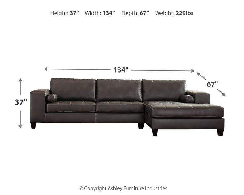 Nokomis Charcoal 2-Piece Sectional With Ottoman PKG011027 - 87721S2 | 8772108