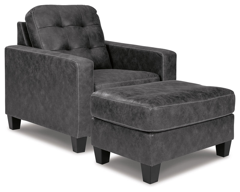 Venaldi Gunmetal Chair And Ottoman