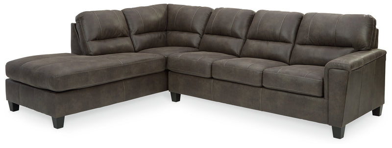 Navi Smoke Faux Leather 2-Piece Sectional With Chaise