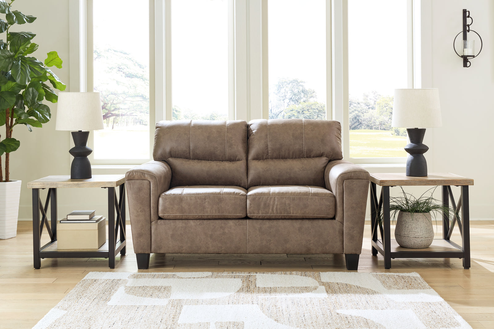 Navi Fossil Faux Leather Loveseat