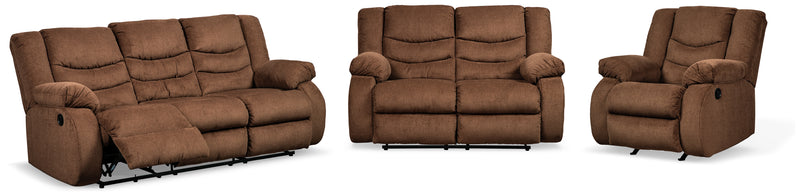 Tulen Chocolate Sofa Loveseat And Recliner