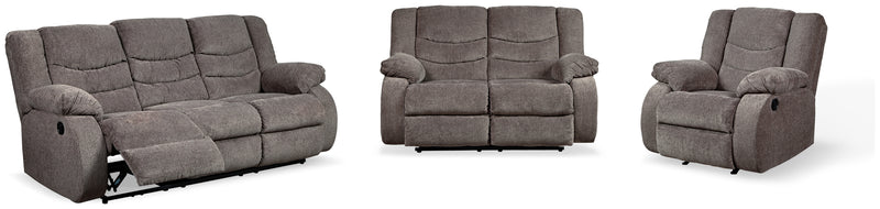 Tulen Gray Sofa Loveseat And Recliner