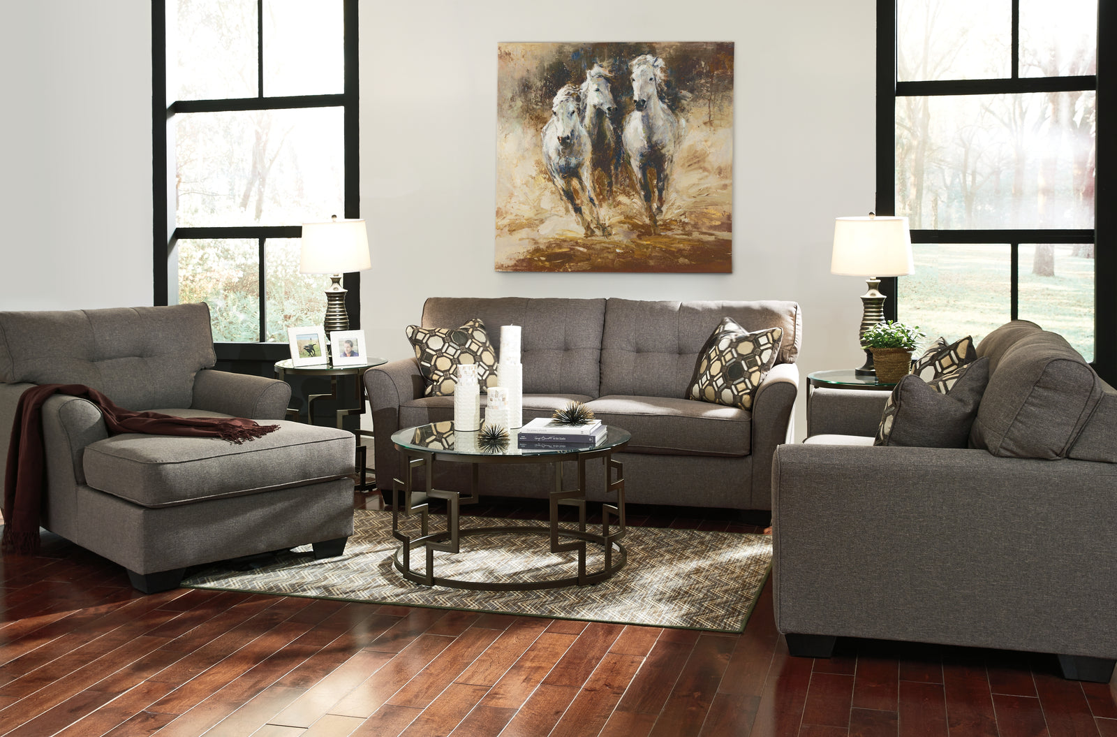 Tibbee Slate Sofa Loveseat And Chaise