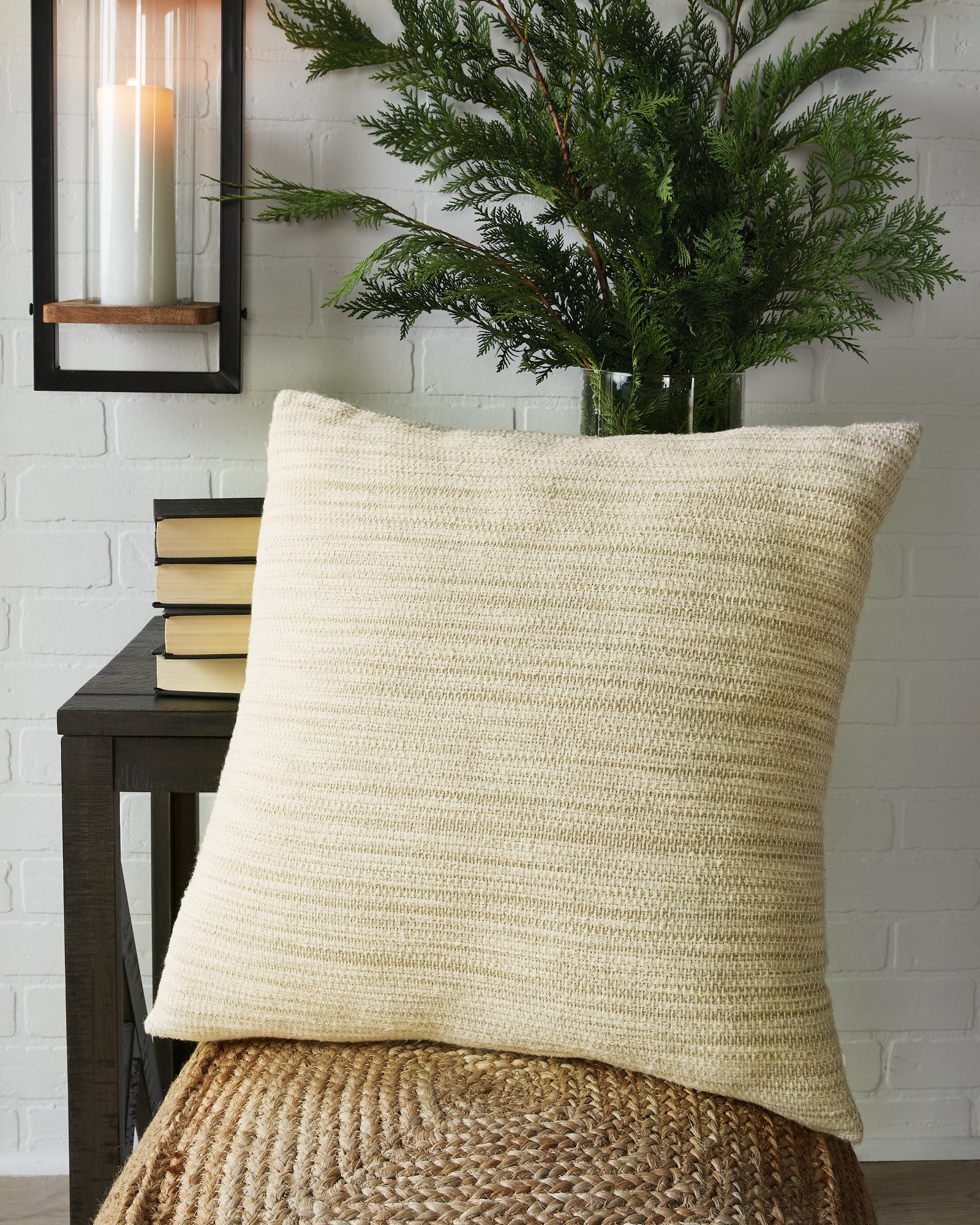 Budrey Tan White Pillow