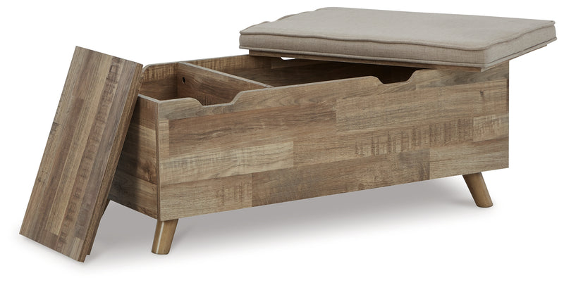 Gerdanet Beige Brown Storage Bench