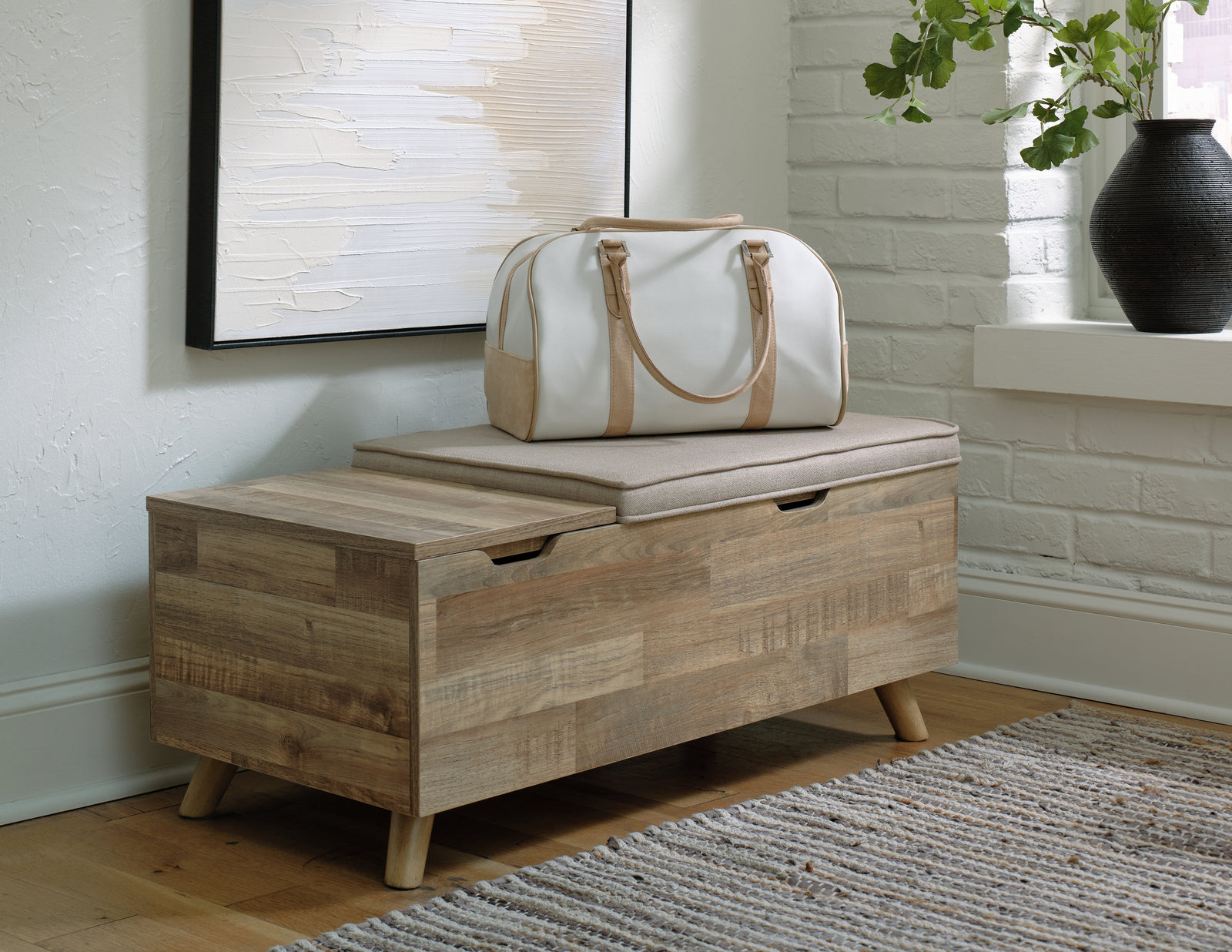 Gerdanet Beige Brown Storage Bench