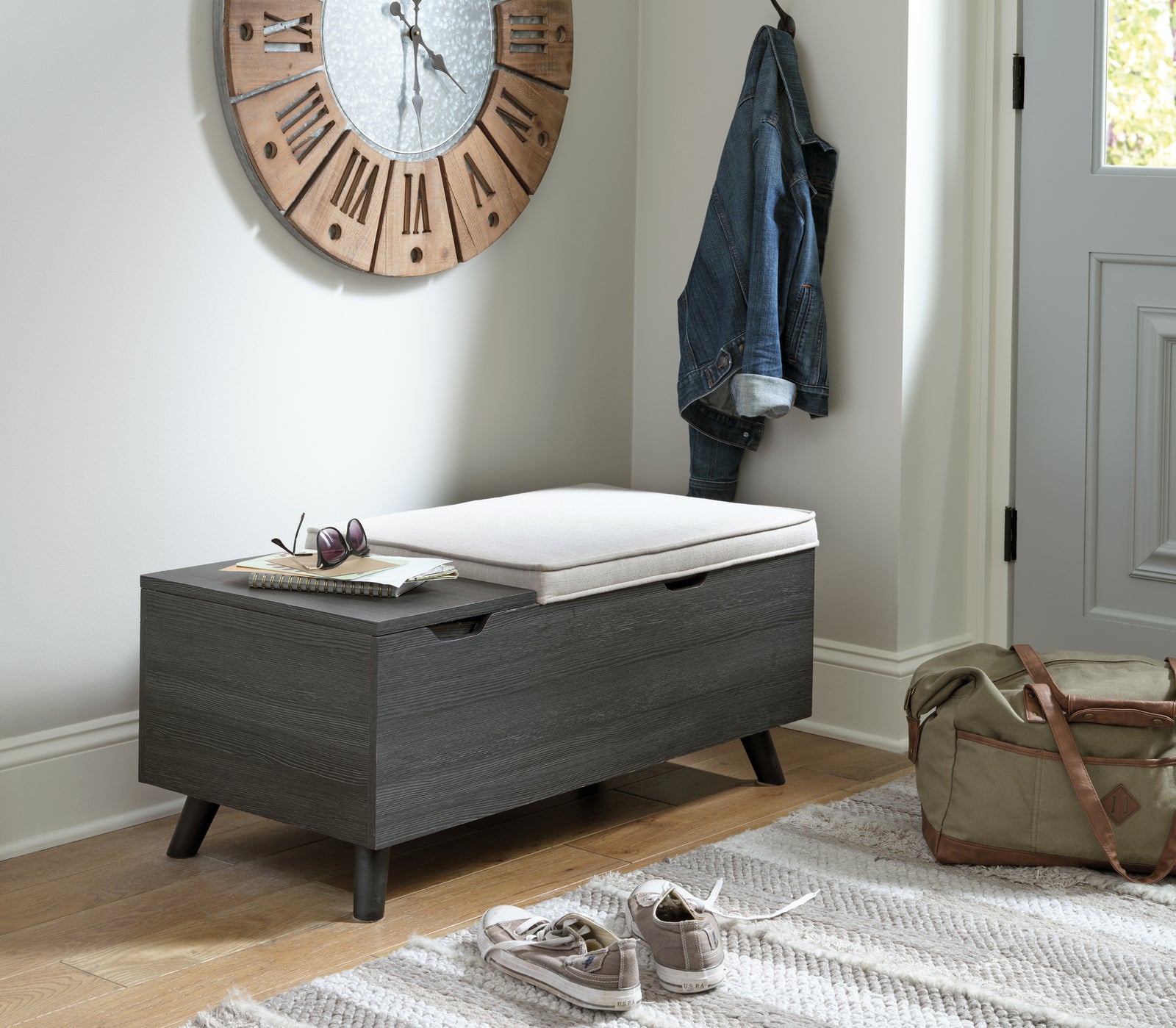 Yarlow Linen Gray Storage Bench