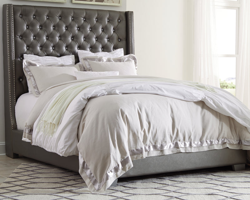 Coralayne Gray King Upholstered Bed