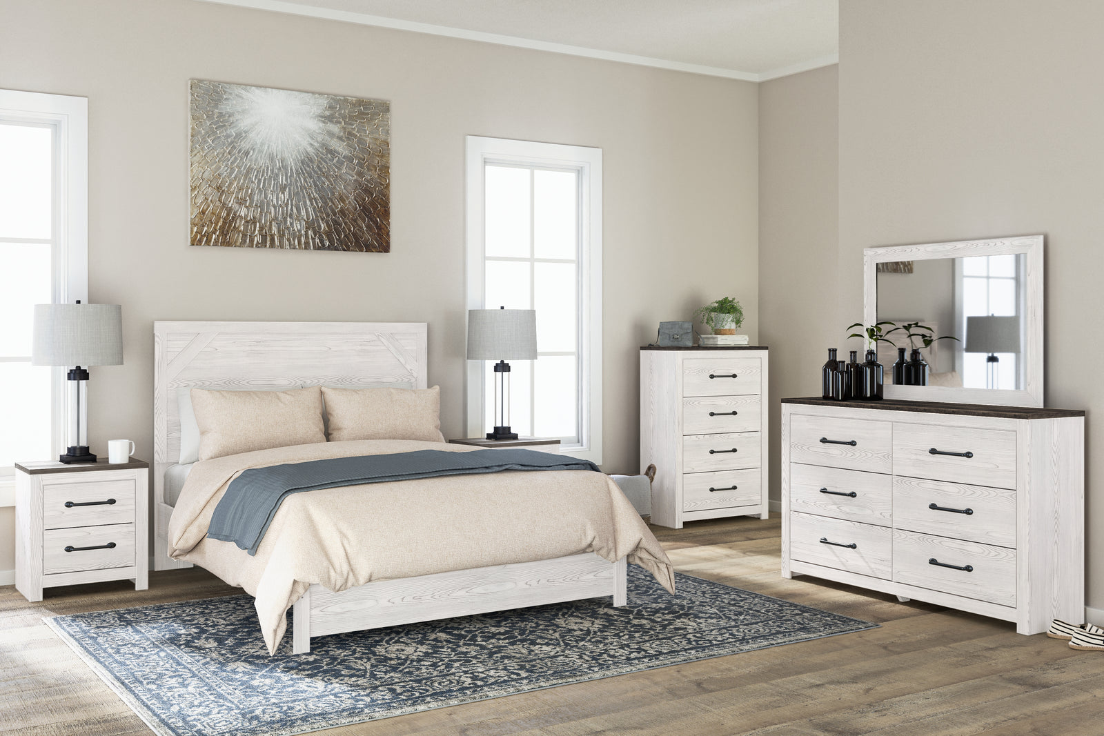 Gerridan White Gray Panel Bedroom Set