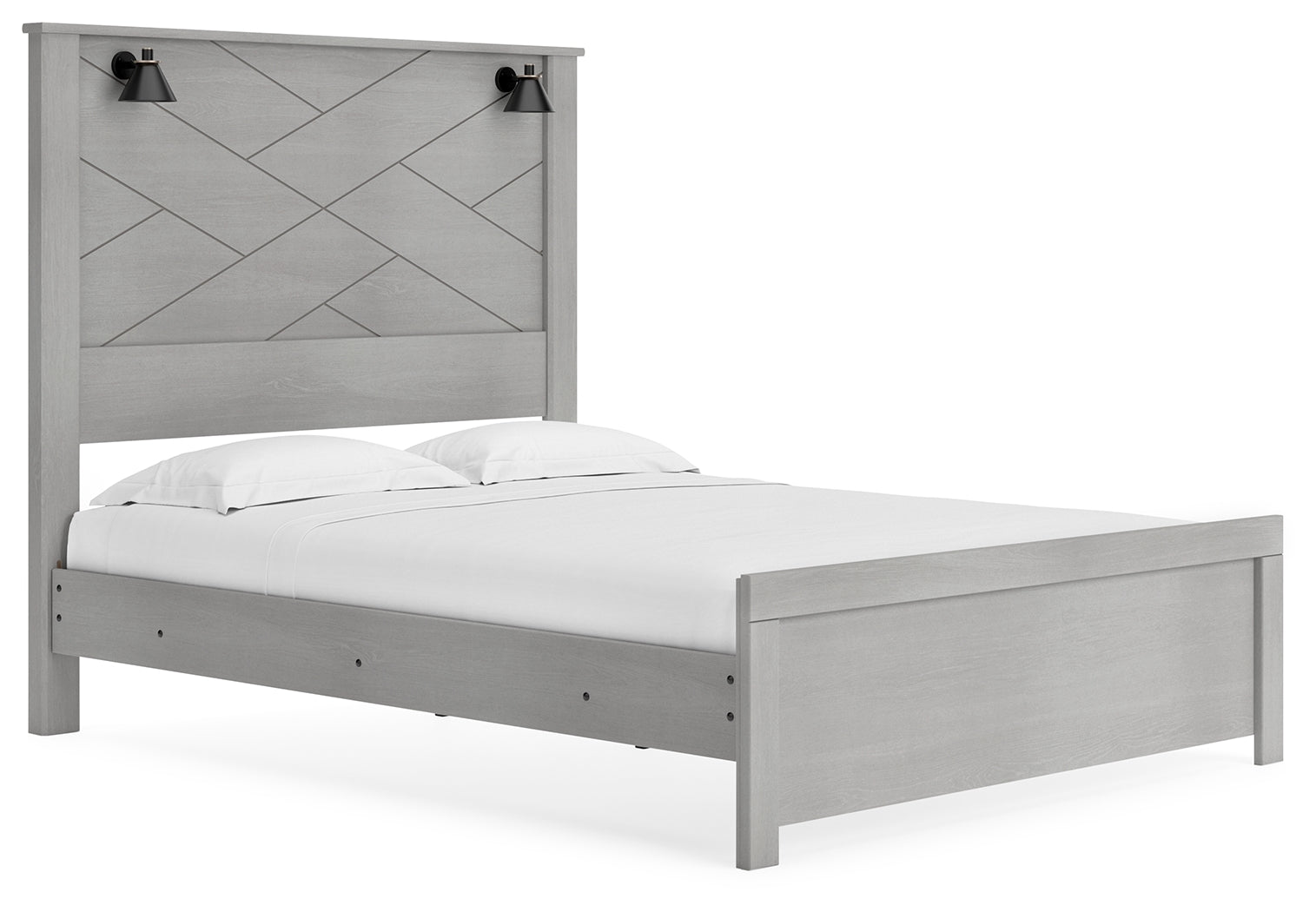 Cottonburg Light Gray White Queen Panel Bed