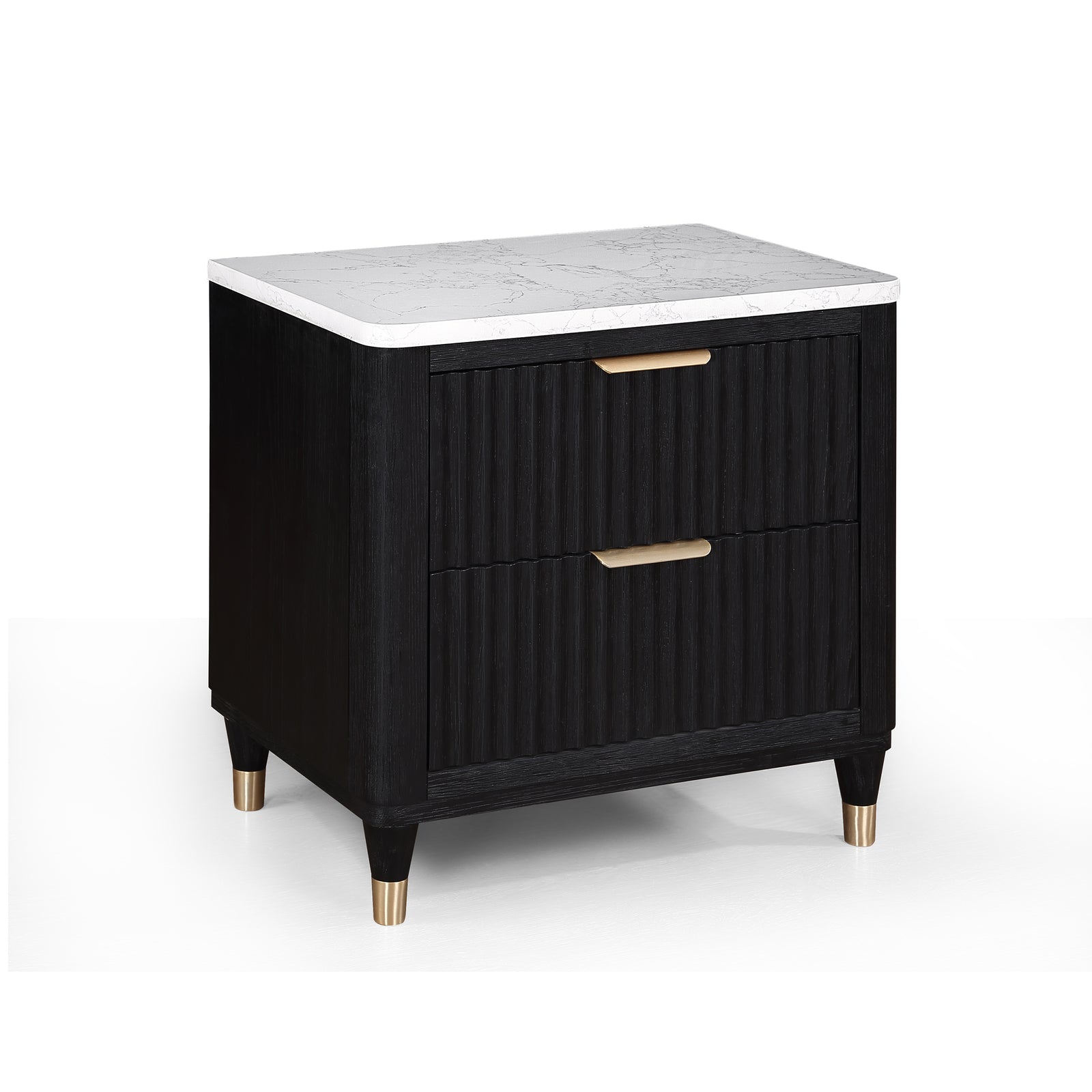 Kara Gray White 2 Drawers Nightstand