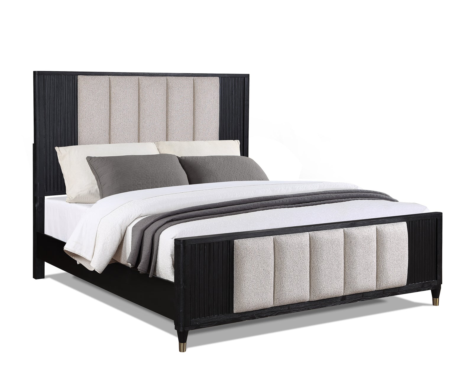 Kara Gray Stone Fabric Upholstered Queen Bed