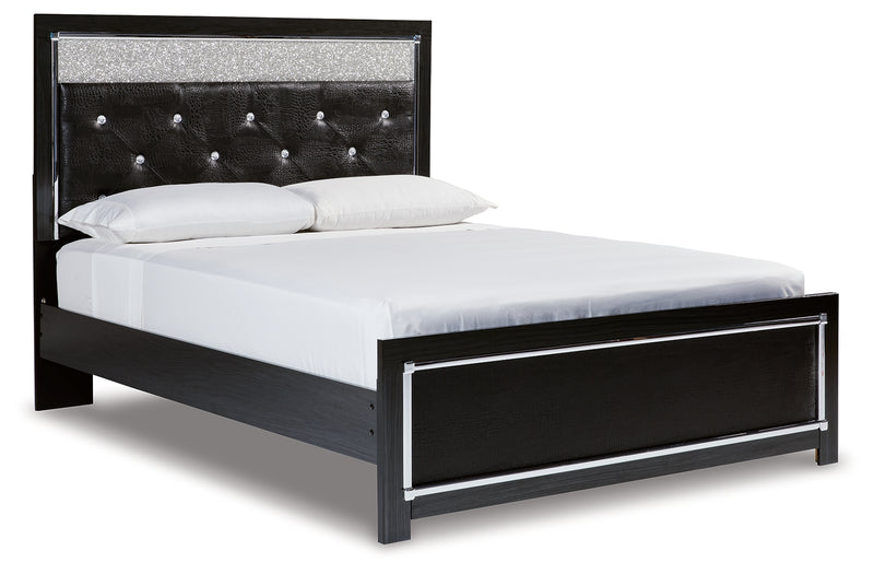 Kaydell Black Queen Upholstered Panel Platform Bed