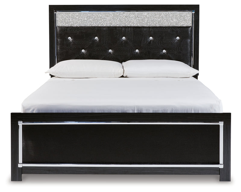 Kaydell Black Queen Upholstered Panel Bed