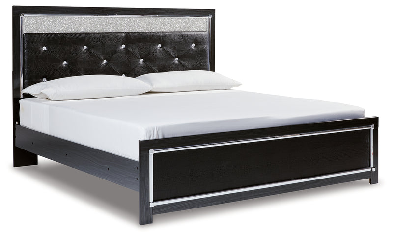 Kaydell Black King Upholstered Panel Bed