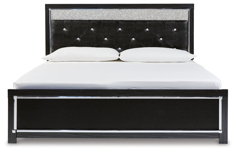 Kaydell Black King Upholstered Panel Bed