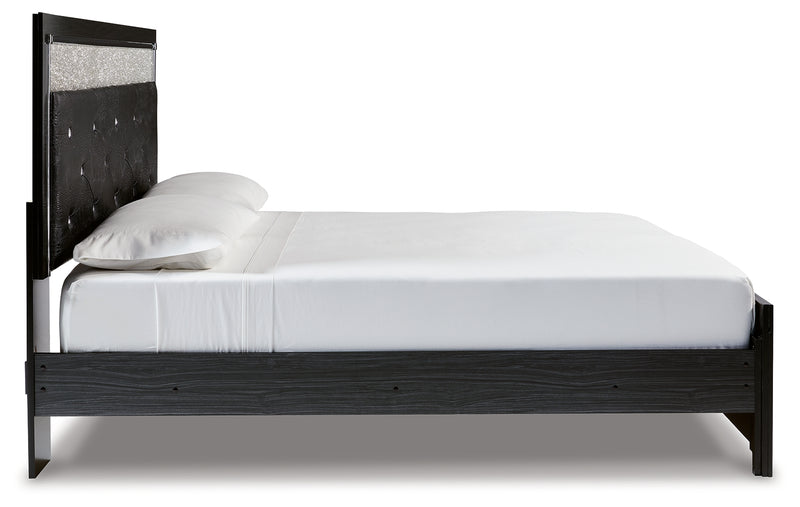 Kaydell Black King Upholstered Panel Bed