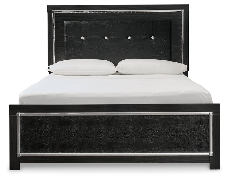 Kaydell Black Queen Upholstered Panel Bed