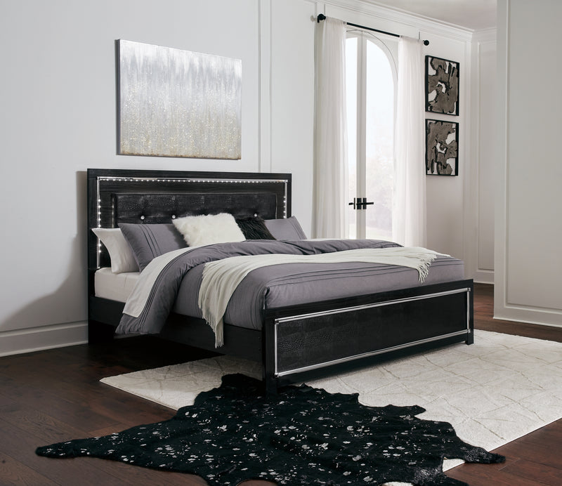 Kaydell Black King Upholstered Panel Bed B1420B13