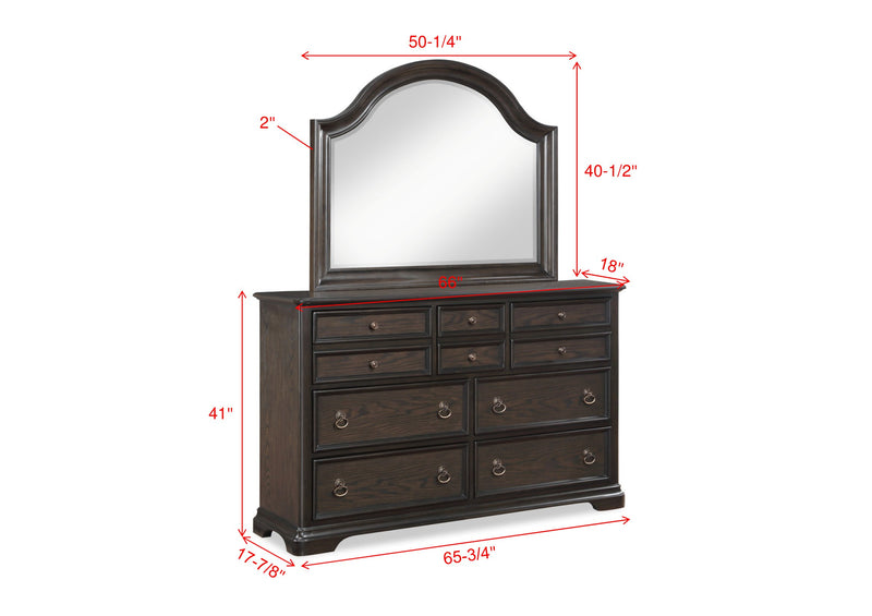 Duke Dresser Cherry/Brown, Modern Wood And Veneers, Knob And Backplate Drawers