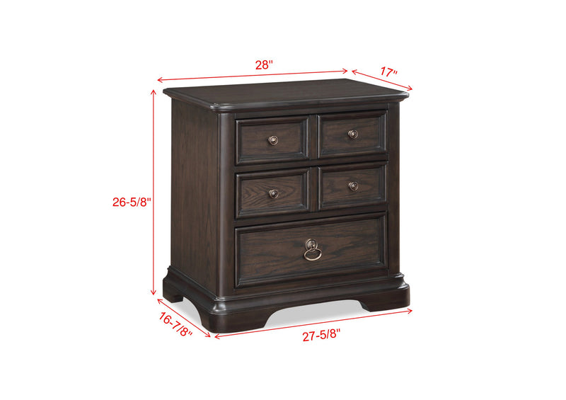 Duke Dresser Cherry/Brown, Modern Wood And Veneers, Knob And Backplate Drawers