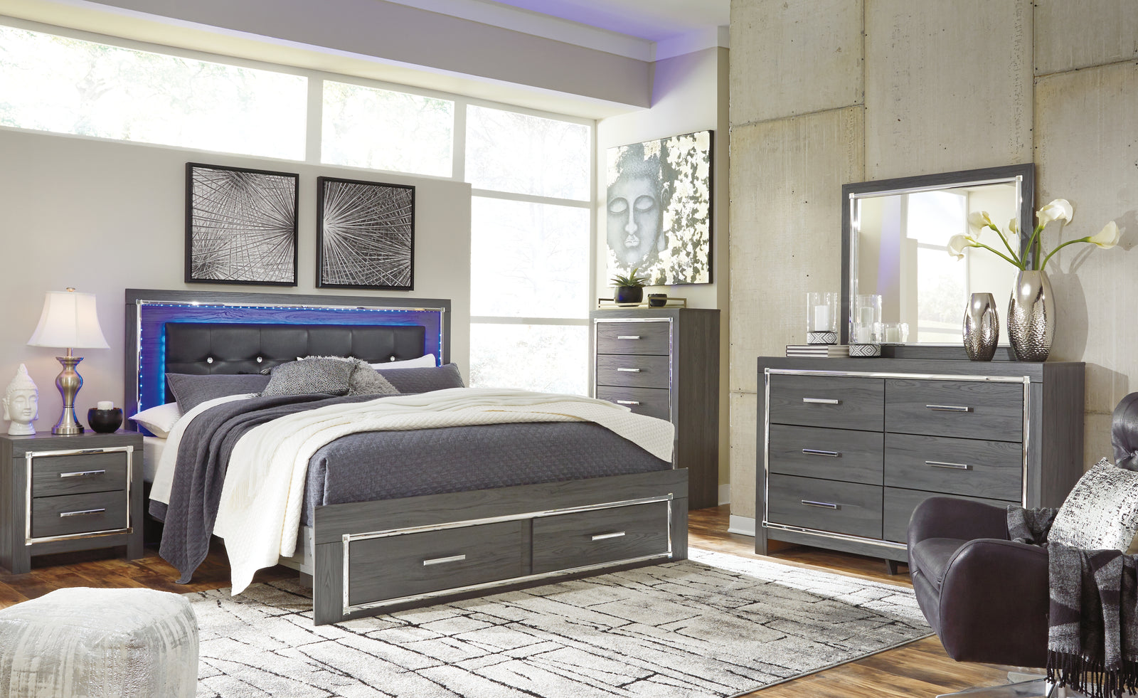 Lodanna Gray Panel 2 Storage Bedroom Set