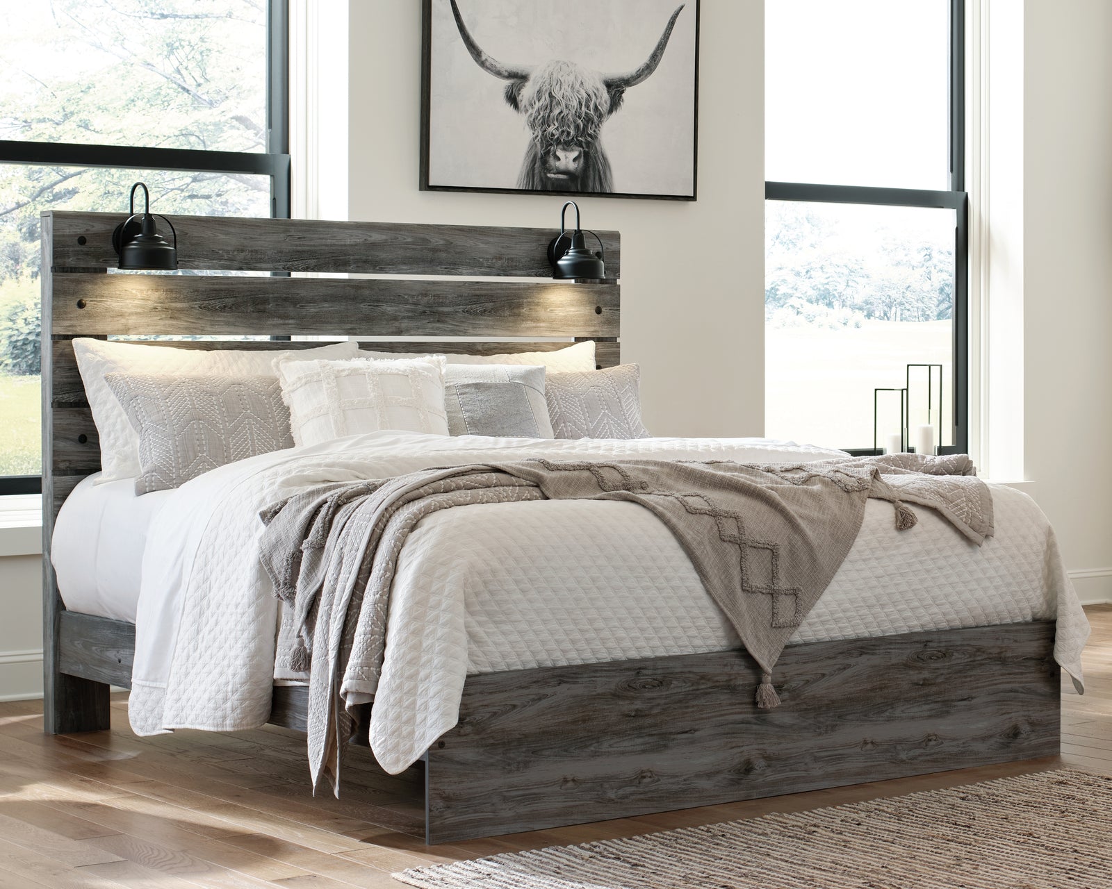 Baystorm Gray King Panel Bed