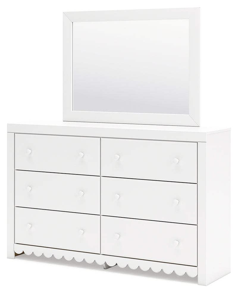 Mollviney White Dresser and Mirror