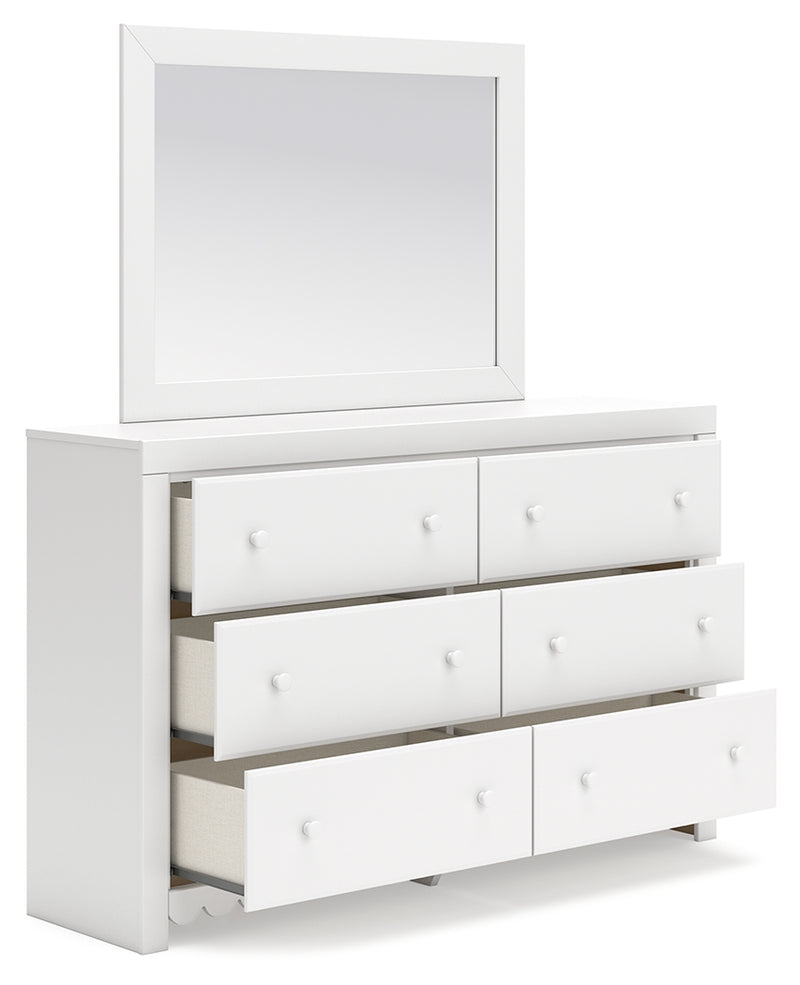Mollviney White Dresser and Mirror
