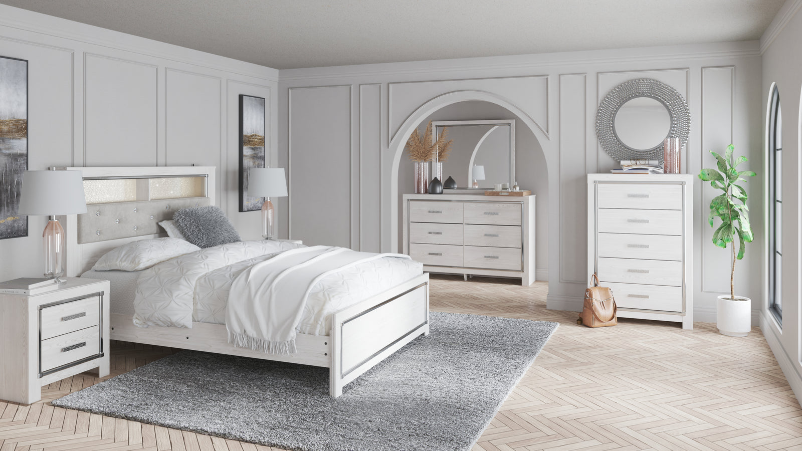 Altyra White Bookcase Headboard Bedroom Set