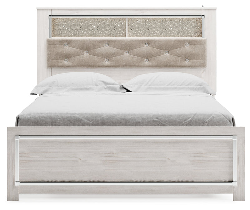 Altyra White Queen Panel Bookcase Bed