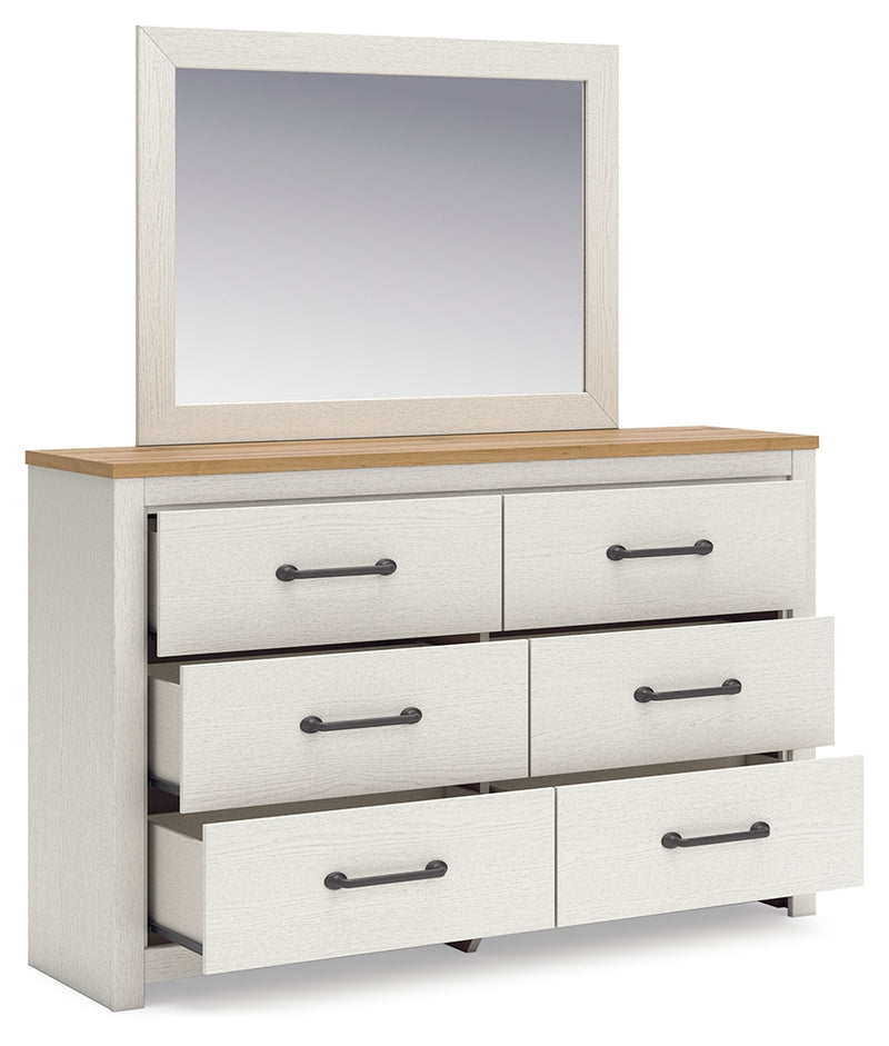 Linnocreek White/Warm Brown Dresser and Mirror