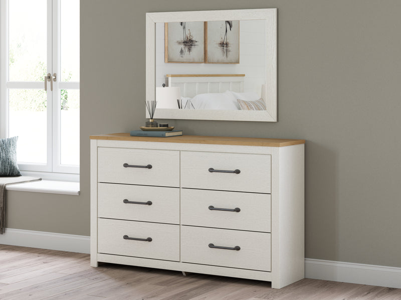 Linnocreek White/Warm Brown Dresser and Mirror