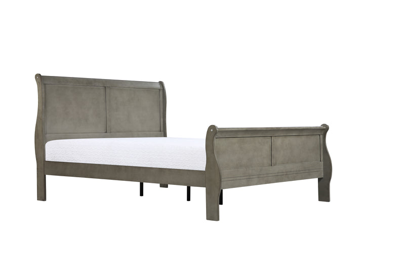 Louis Philip Gray Classic And Modern Wood Twin Sleigh Bed