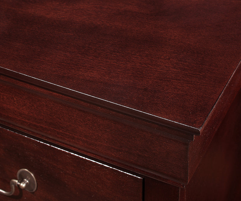 Louis Philip 5-D Chest Cherry, Sleek And Modern Wood And Veneers, Pewter Bail 5 Drawers