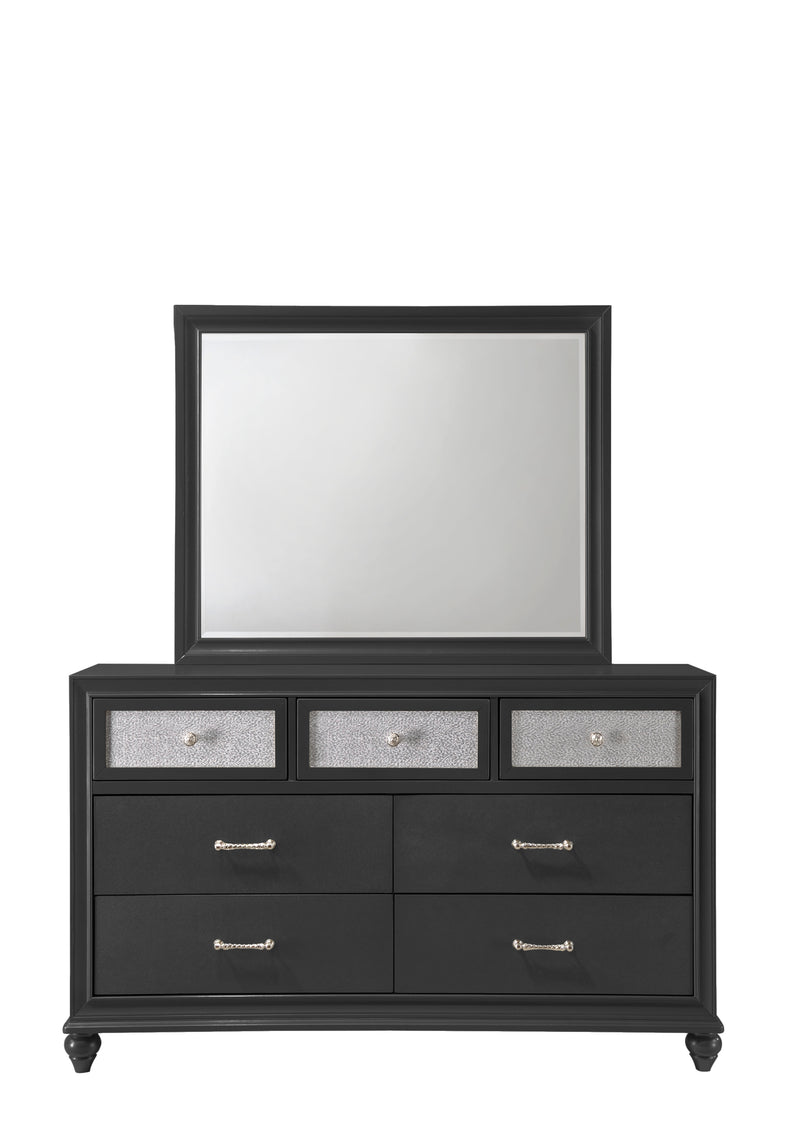 Lila Black Modern Contemporary Solid Wood 2-Drawers Nightstand