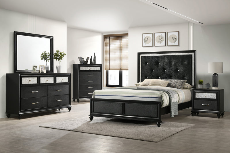 Lila Black Modern Contemporary Solid Wood 7-Drawers Dresser